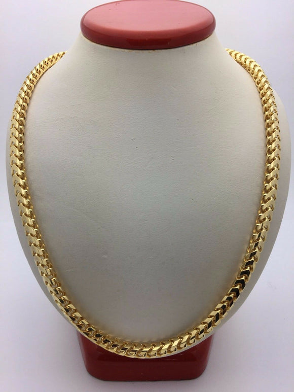 14k Yellow Gold Franco Chain Necklace Solid Heavy Link 28