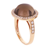 14k Rose Gold 0.45ctw Smoky Quartz & Diamond Contemporary Dome Halo Ring Size 7