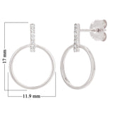 14k White Gold 0.10ctw Diamond Bar and Circle Drop Earrings