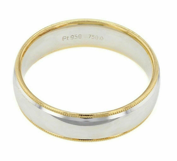 Men's Platinum 950 & 18k Yellow Gold 6mm Wedding Band Ring Size 10.25 10 grams