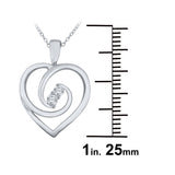 10k White Gold 0.10ctw Diamond Curling Ribbon Heart Pendant Necklace 18"