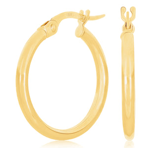Italian 14k Yellow Gold High Polish 2mm 0.75" Diameter Round Hoop Earrings 1.1g