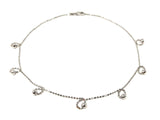 Italian 14k White Gold Diamond Cut Ball Bead Link Charm Anklet/Bracelet 10" 2.5g