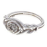 10k White Gold 0.20ctw Sparkling Diamond Cluster Braided Fashion Ring Size 5.5