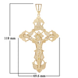 14k Yellow Gold BIG INRI Christ Passion Cross Crucifix Pendant 4.6" 41 grams