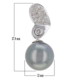 18k White Gold 0.20ctw Diamond & 13mm Black Cultured Tahitian Pearl Pendant