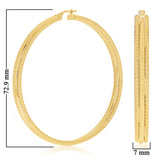 Italian 14k Yellow Gold Hollow Double Rope Hoop Loop Earrings 2.9" 7mm 12.2grams