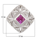 18k White Gold 0.15ctw Ruby & Sapphire Vintage Style Floating Pendant