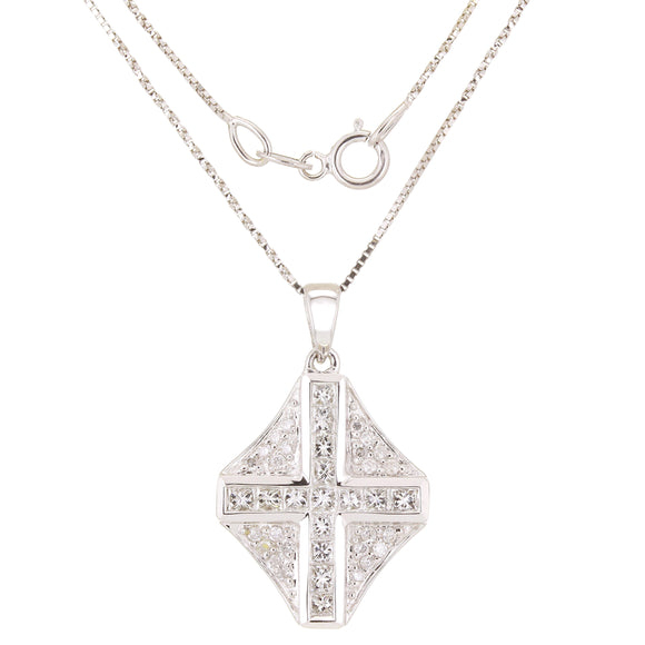 18k White Gold 0.79ctw Diamond Resurrected Cross Pendant Necklace 18