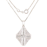 18k White Gold 0.79ctw Diamond Resurrected Cross Pendant Necklace 18"