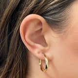 Italian 14k Yellow Gold Basket Weave 4mm 1" Diameter Round Hoop Earrings 2 grams