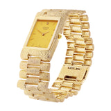 10k Yellow Gold Solid Watch Link Band Geneve w/ Diamond 8.5-9" 26.6mm 67.5 grams