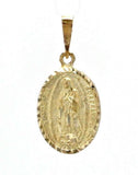 10k Yellow Gold Virgin Mary Lady of Guadalupe Medal Charm Pendant 1.1" 3.6 grams