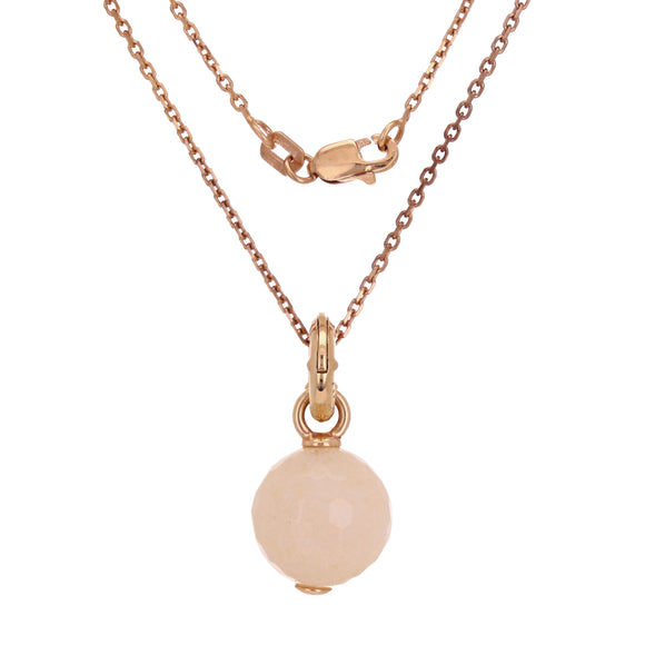 Tirisi Moda 18k Rose Gold Lightest Peach Quartz Faceted Bead Pendant Necklace