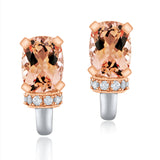 14k Rose & White Gold 0.15ctw Morganite & Diamond J-Style Curve Drop Earrings