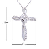 14k White Gold 0.50ctw Diamond 3-D Dimensional Ribbon Cross Pendant Necklace