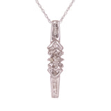 14k White Gold 0.35ctw Diamond Linear Starburst Anniversary Pendant Necklace