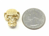 14k Yellow Gold Solid Gothic Biker Skull Charm Pendant 7.8 grams