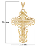 14k Yellow Gold Filigree Cross Religious Charm Pendant 2.2" 8.1 grams
