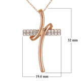 14k Rose Gold 0.20ctw Diamond Signature Ribbon Cross Pendant Necklace
