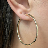 Italian 14k Yellow Gold High Polish 2mm 1.5" Diameter Round Hoop Earrings 2.5g