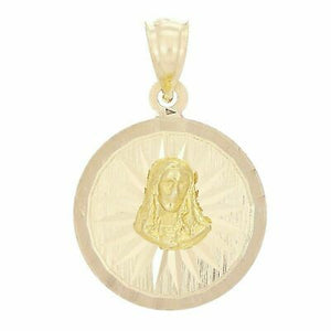 14k Yellow Gold Sacred Heart of Jesus Christ Face Pendant Medal Charm 2 grams