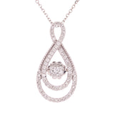 14k White Gold 0.35ctw Heartbeat Diamonds in Rhythm Pear Halo Pendant Necklace