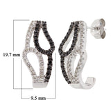 10k White Gold 0.61ctw Black & White Diamond Paisley Curved Earrings