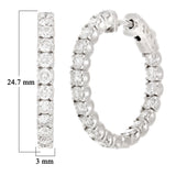 14k White Gold 2.75ctw Diamond Inside Out Hoop Earrings