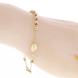 Italian 14k Yellow Gold Hollow Rosary Bracelet 7.5" 4mm 2.8 grams
