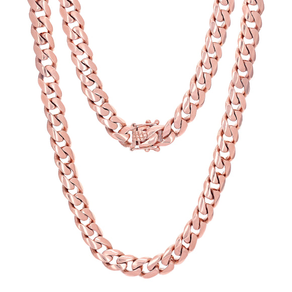 10k Rose Gold Solid Heavy Miami Cuban Chain Necklace 24