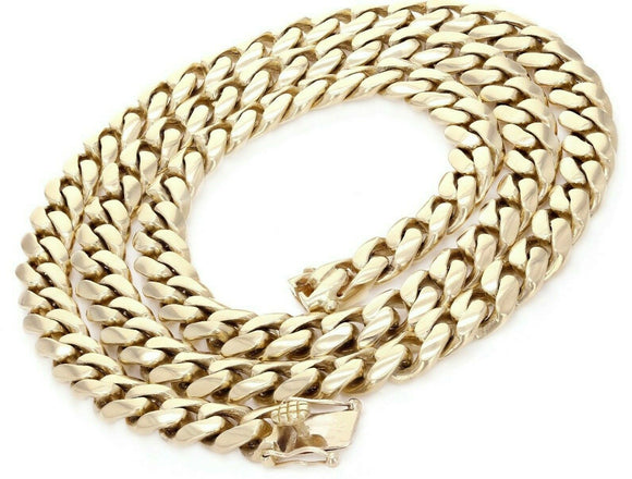 Men's 14k Yellow Gold Heavy Solid Cuban Chain Link Necklace 21