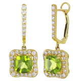 14k Yellow Gold 0.55ctw Peridot & Diamond Huggie Hoop Dangle Earrings