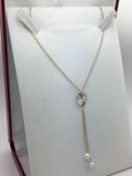 14k Tri Color Gold Heart Water Pearl Necklace and Earrings Jewelry Set