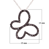 14k White Gold 0.28ctw Black Diamond Enchanting Butterfly Pendant Necklace 18"