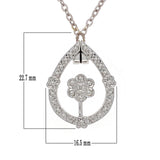 Italian 14k White Gold 0.22ctw Diamond Flower in a Pear Pendant Necklace