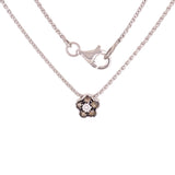 18k White Gold 0.20ctw Brown & White Diamond Flower Pendant Necklace 18"