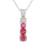 14k White Gold Ruby & Diamond Accent Linear Pendant Necklace 18"