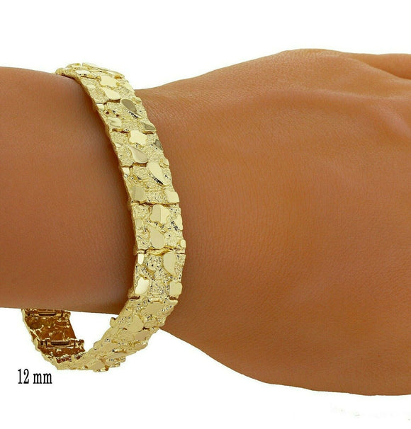 14k Yellow Gold Nugget Bracelet Adjustable 7-7.5
