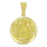 14k Yellow Gold Blessed Mother Mary and Baby Jesus Round Charm Pendant Medal
