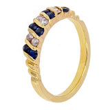 14k Yellow Gold 0.21ctw Sapphire & Diamond Wedding Anniversary Band Size 7