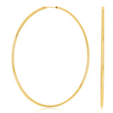 Italian 14k Yellow Gold High Polish Round Endless Hoop Earrings 2.3" 1.5mm 3.1g