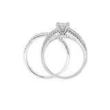 14k White Gold 1 1/2ctw Princess Diamond Multi-Row 2 Piece Bridal Ring Set Sze 7