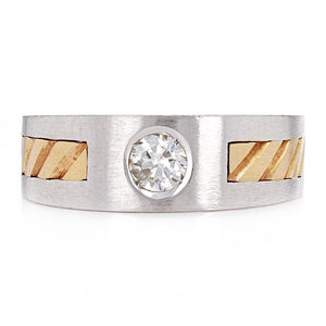 Men's 14k White & Rose Gold 0.42ctw Diamond Textured Brushed Ring Size 10