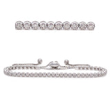 14k White Gold 1.05ctw Diamond Adjustable Lasso Tennis Bracelet 8"
