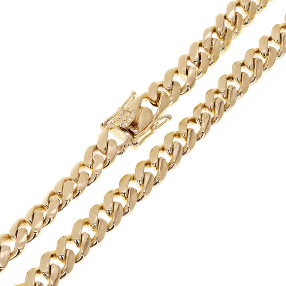 Men's 14k Yellow Gold Solid Miami Cuban Link Necklace 22
