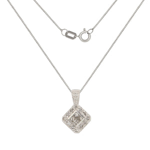 14k White Gold 0.58ctw Diamond Square Pendant Necklace