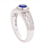 14k White Gold 0.37ctw Sapphire & Diamond Triple Row Engagement Ring Size 4
