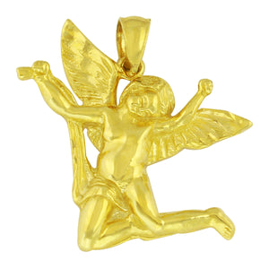 14k Yellow Gold Dancing Guardian Angel Charm Pendant 3.7 grams