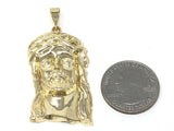 14k Yellow Gold Jesus Piece Jesus Christ Face Pendant Religious Charm 2.15"13.8g